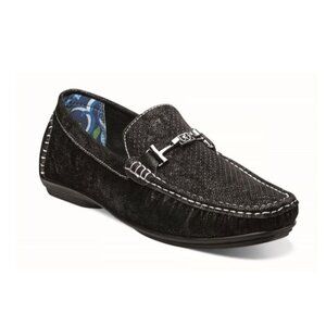 Stacy Adams Pomp Black Microsuede Mesh Loafer Shoes Size 8 Genuine Leather Lined